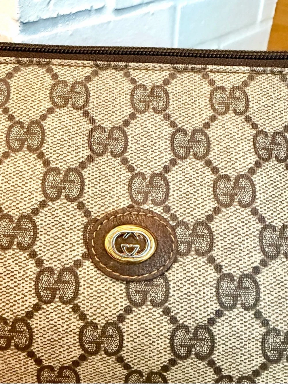 Gucci Authentic Vintage Monogram Canvas Clutch / Crossbody Bag - Picture 7 of 13